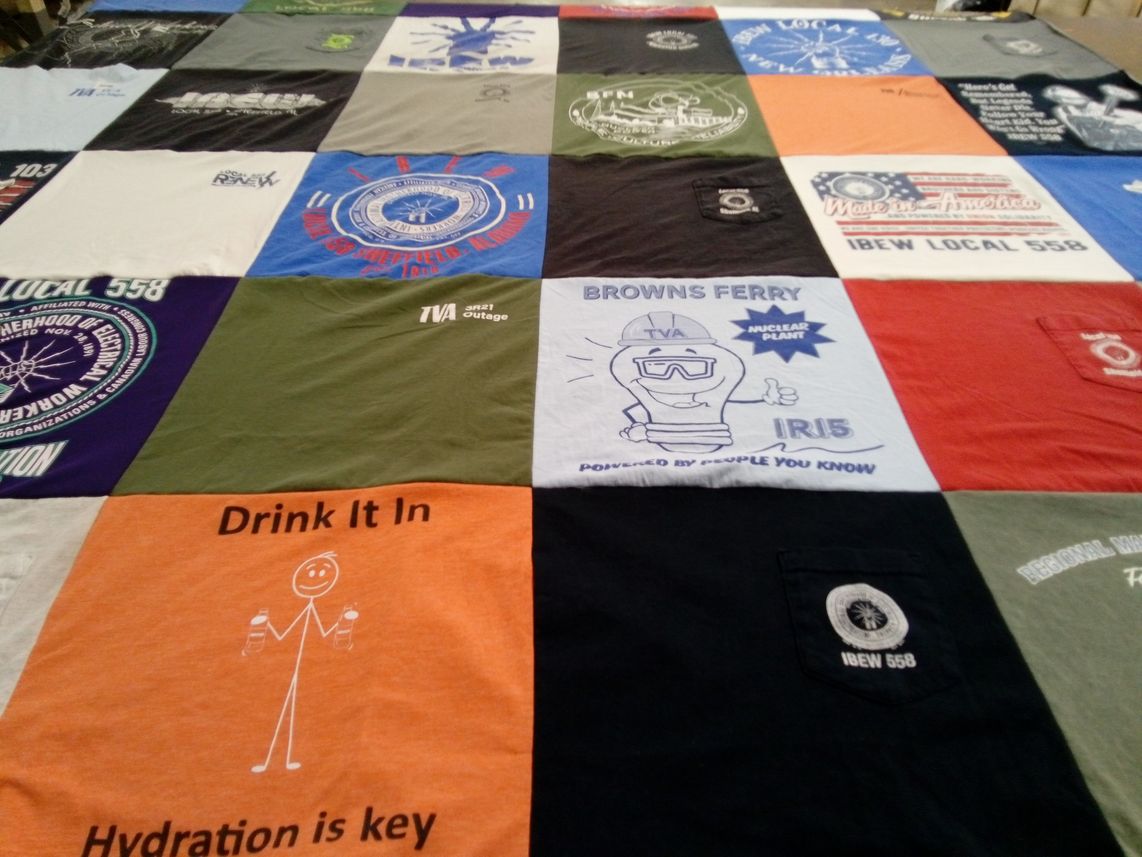 T-shirt quilt with electrician, water themes by Kirstynn from AL