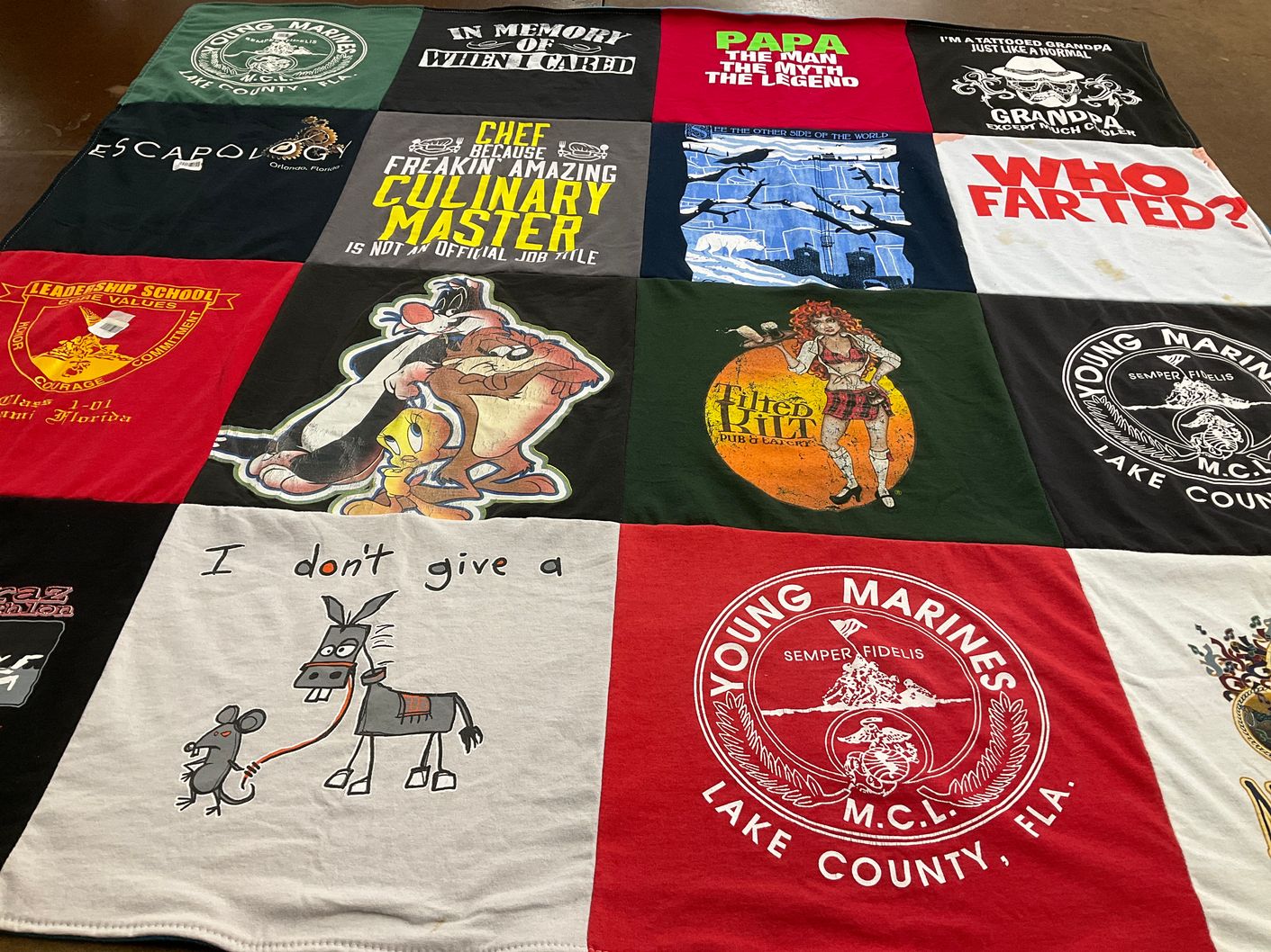T-shirt quilt featuring young marines by Mary from SC