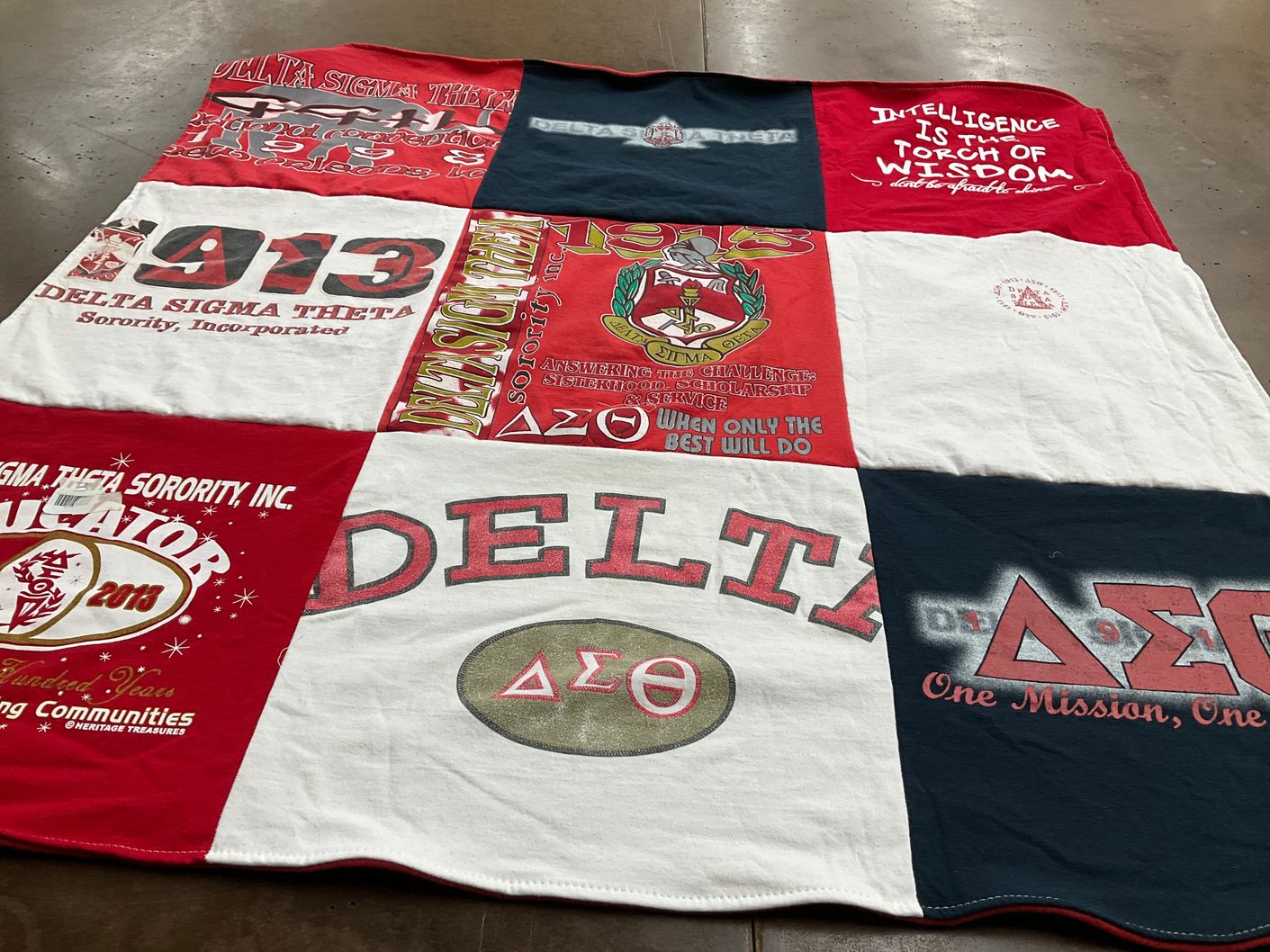 T-shirt quilt with sorority, sisterhood themes by Sabrina from MD