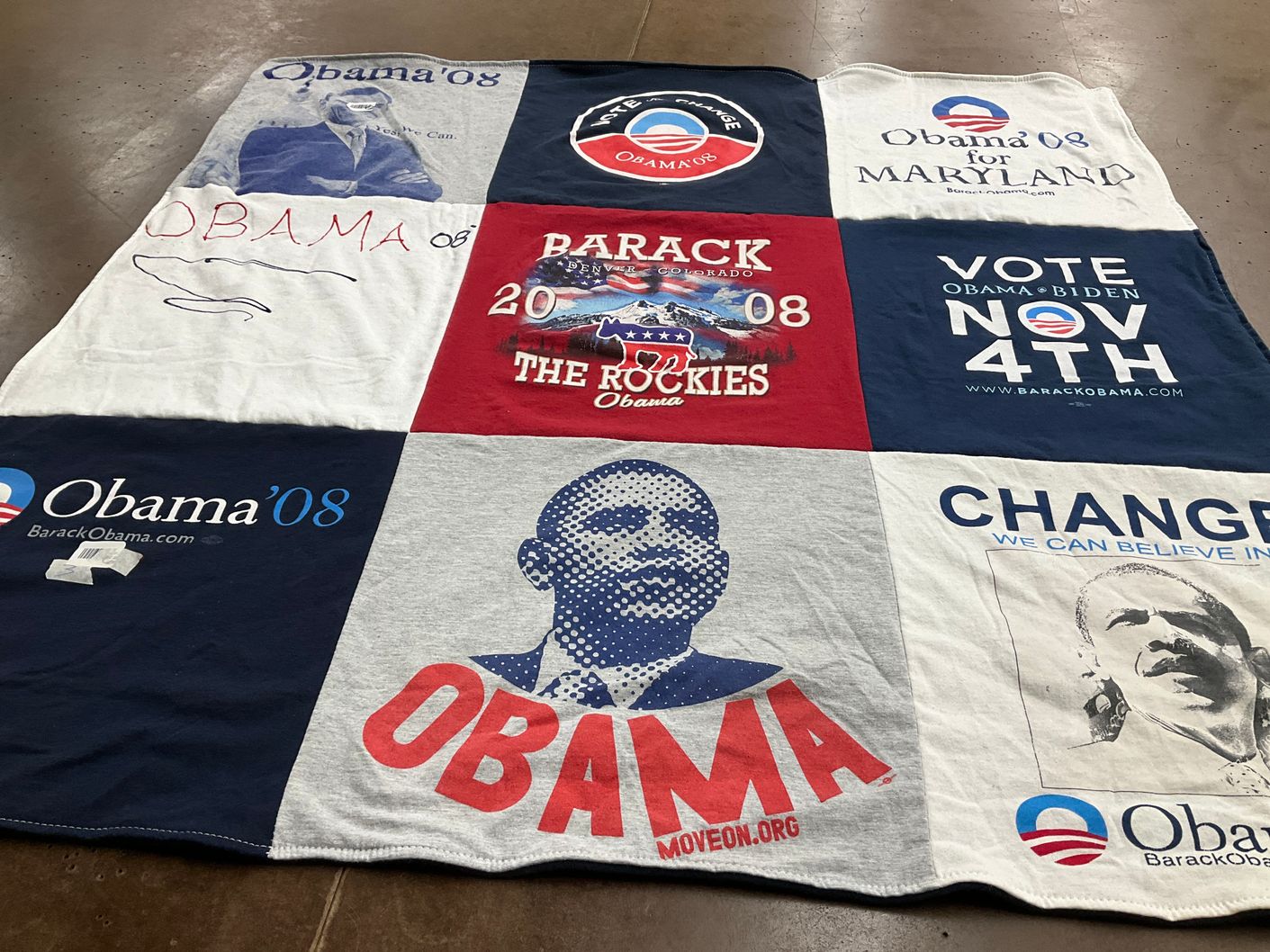T-shirt quilt with politics, elections themes by Sabrina from MD
