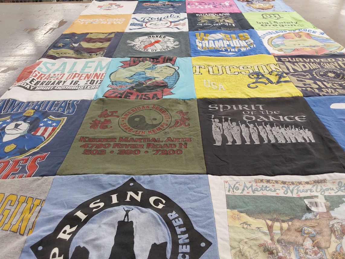 T-shirt quilt with martial arts, dance themes by Sheba from OR