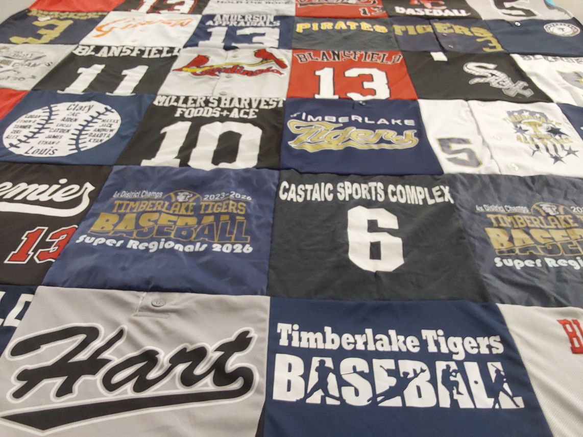 T-shirt quilt featuring timberlake tigers baseball by MELISSA from ID