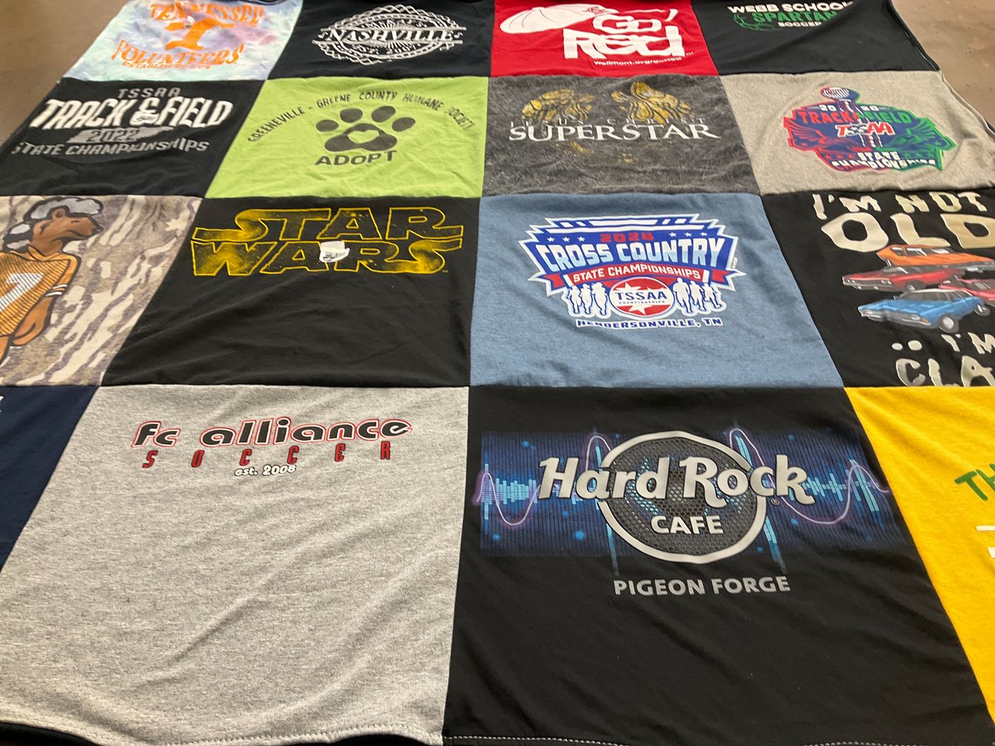 T-shirt quilt from webb school by debra from TN