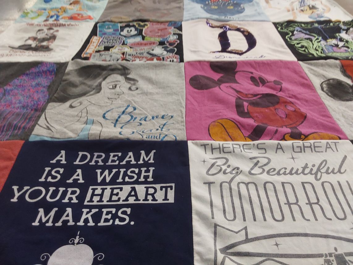 T-shirt quilt with disney, animation themes by Summer from NJ