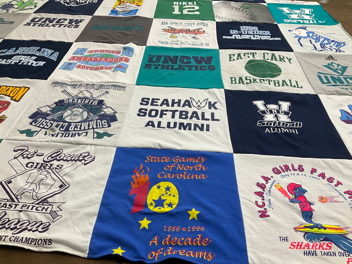 T-shirt quilt featuring uncw softball by Nikki from NC