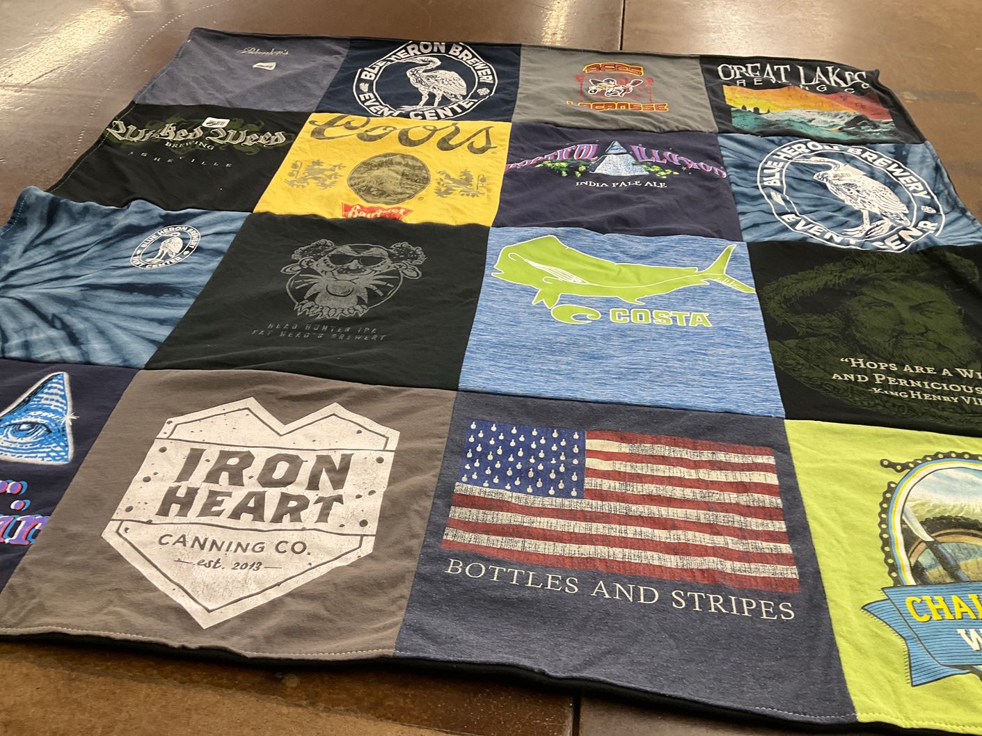 T-shirt quilt with craft beer, breweries themes by Andrea from OH