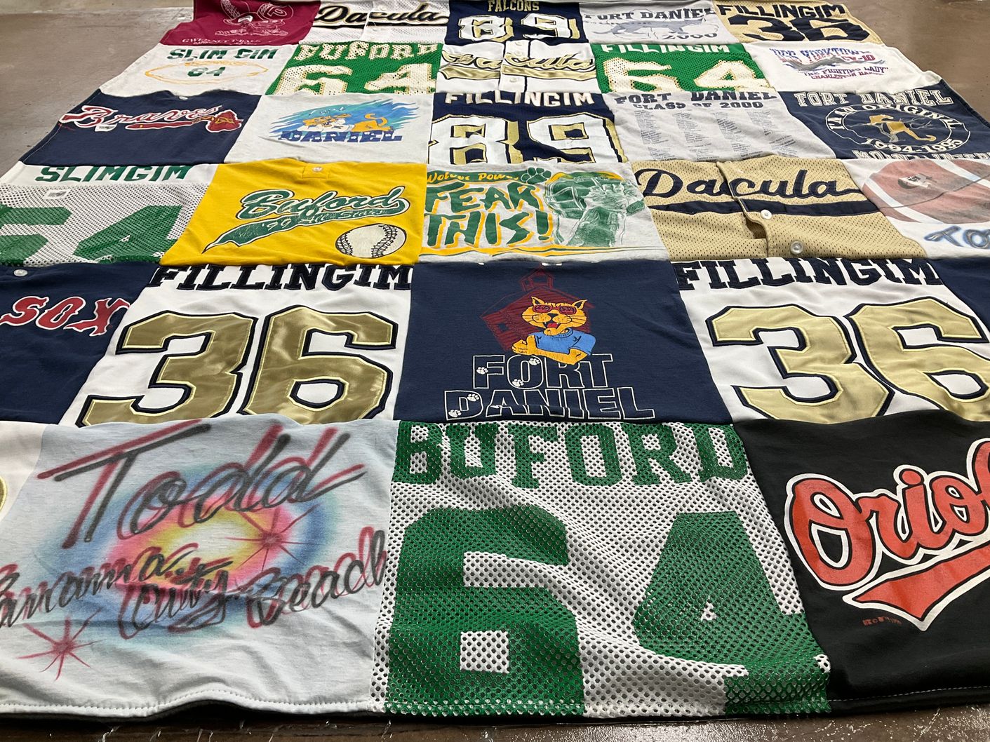 T-shirt quilt from buford high school, fort daniel elementary school by Sandra from GA