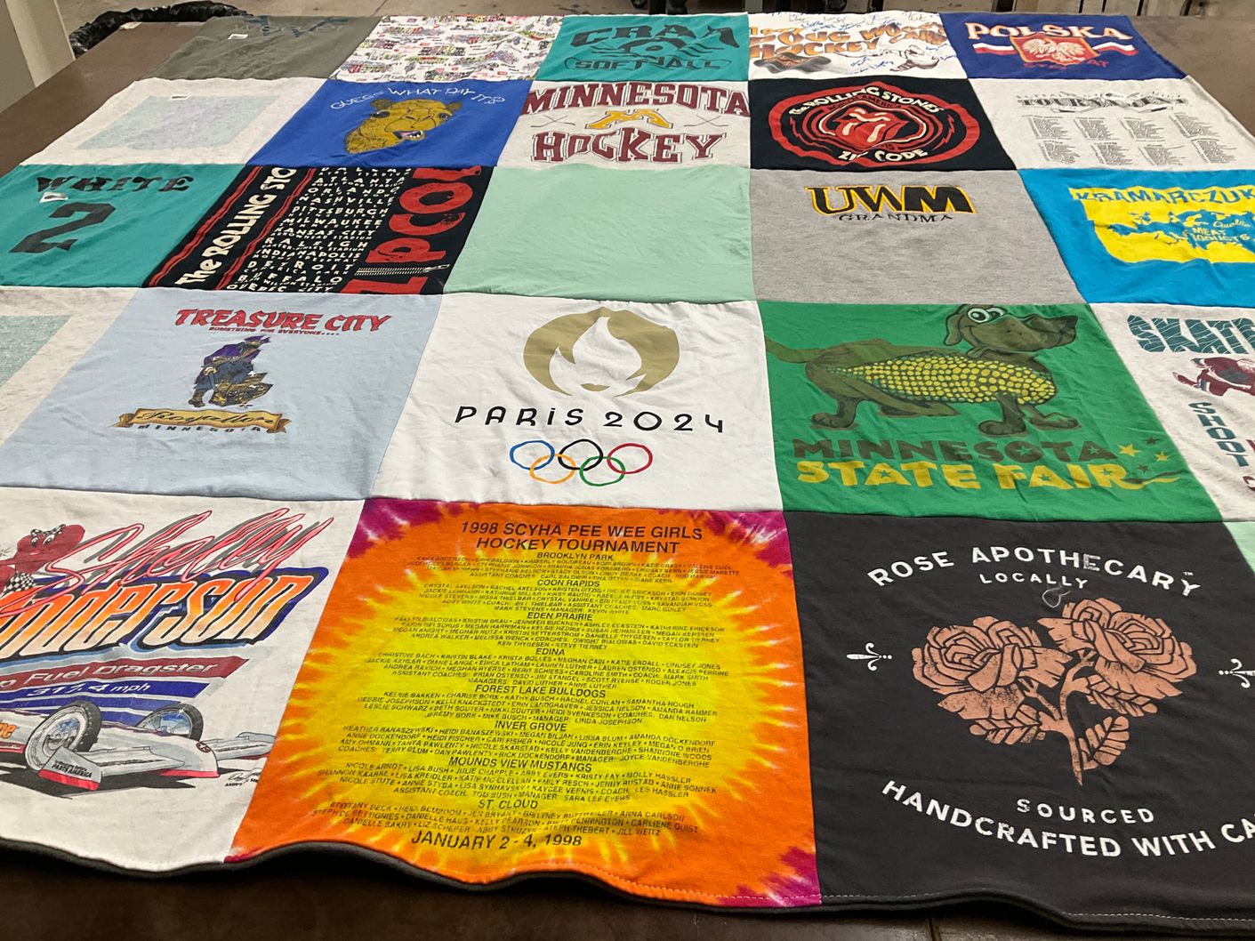 T-shirt quilt featuring edina high school, forest lake high school by Abby from WI