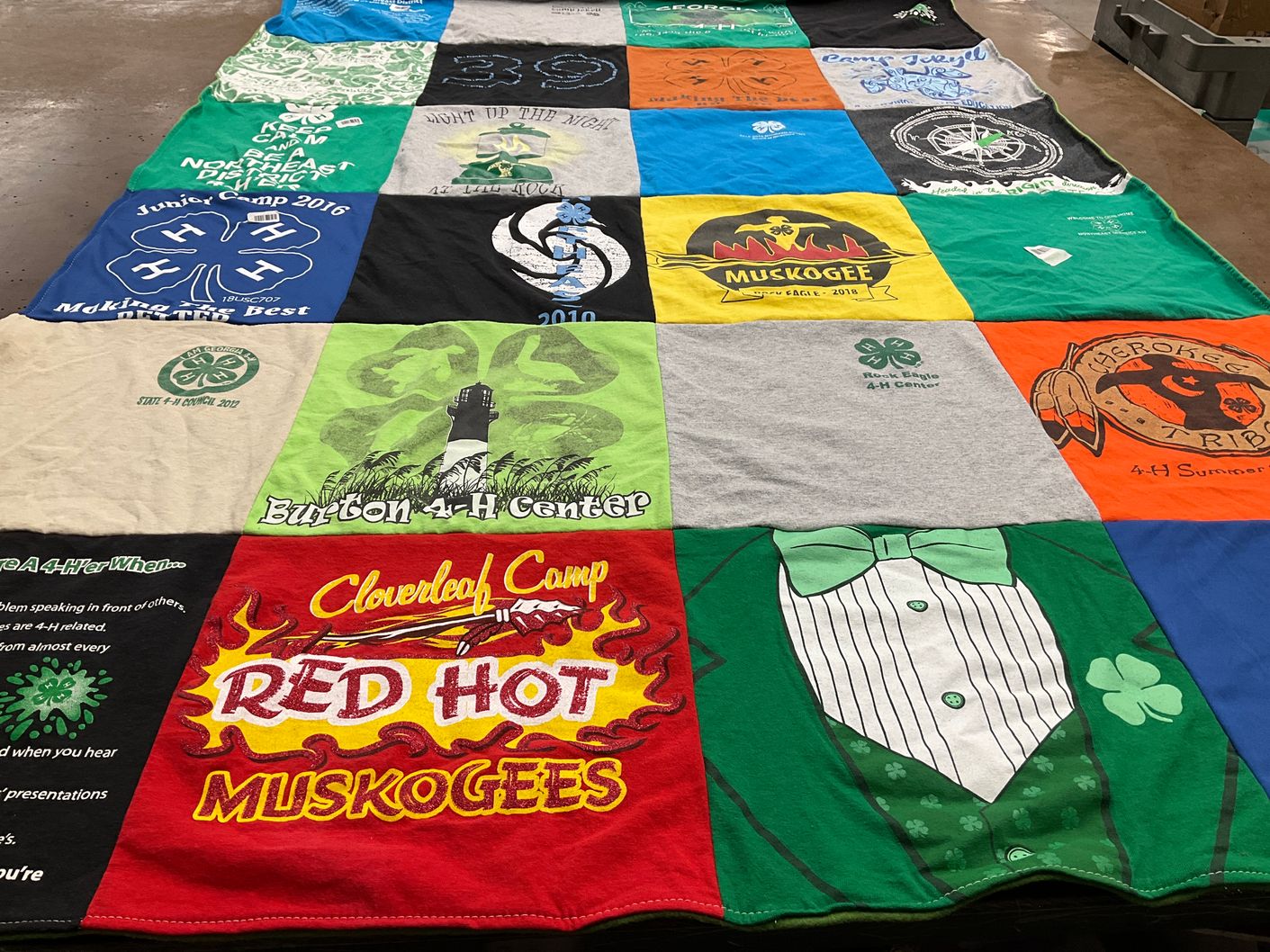 T-shirt quilt with 4-h, camping themes by harrileen from GA