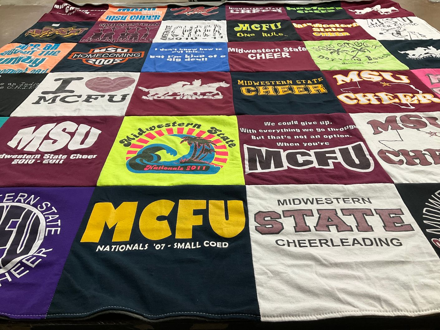 T-shirt quilt from midwestern state university by Elizabeth from TX