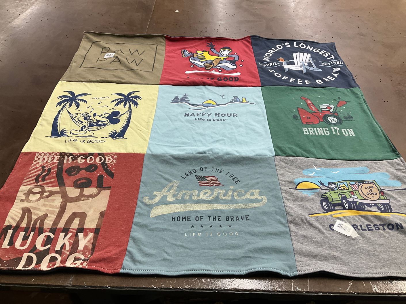 T-shirt quilt with outdoor, humor themes by Patricia from MD