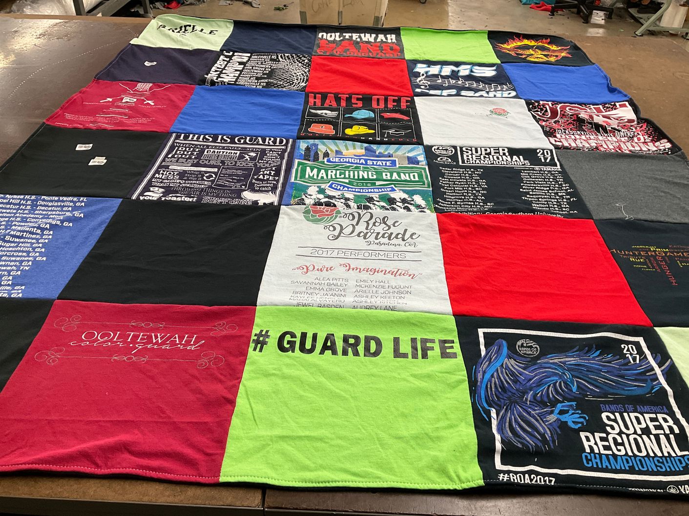 T-shirt quilt featuring ooltewah high school color guard by Tracy from AL