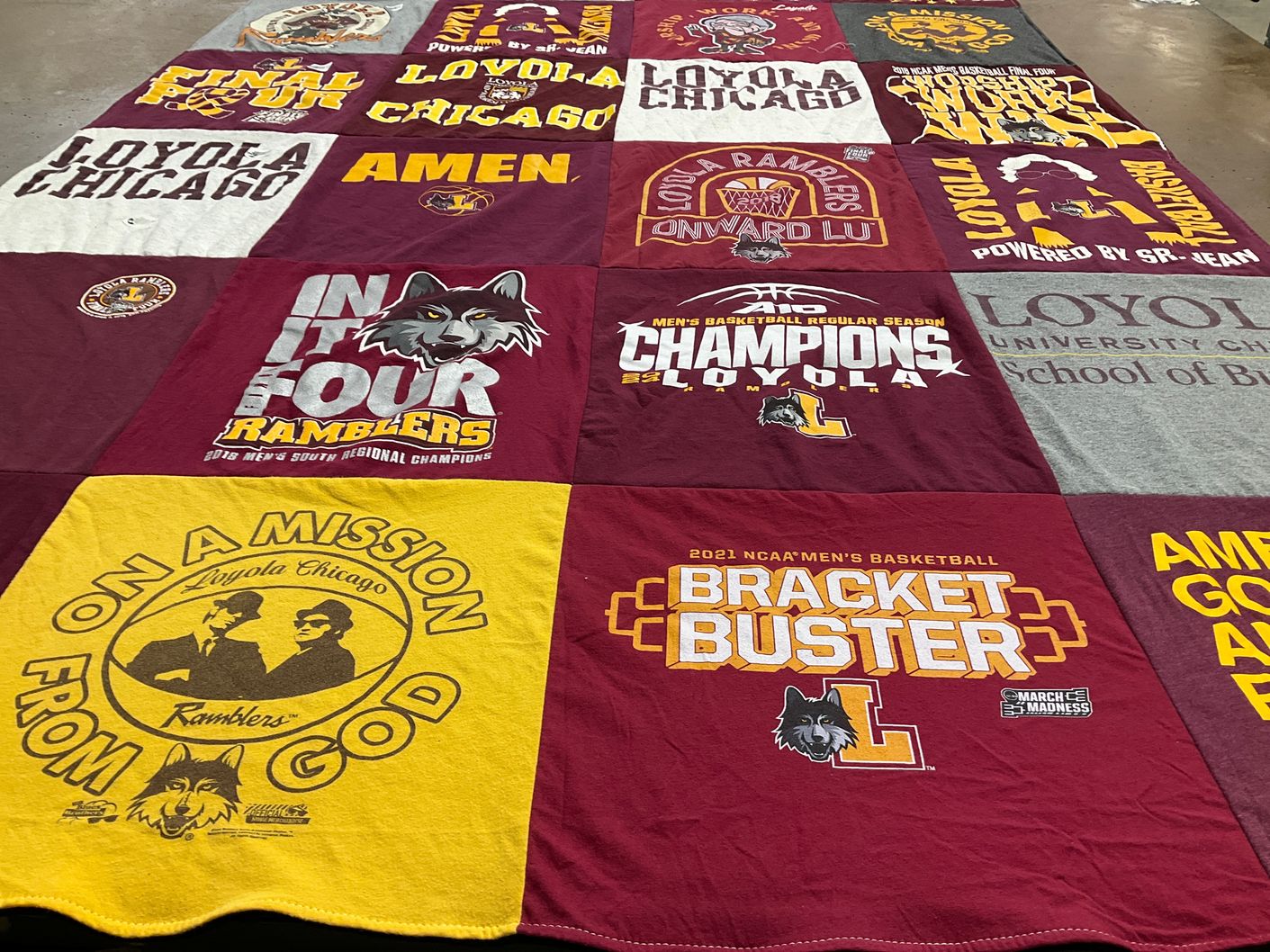 T-shirt quilt featuring loyola ramblers men's basketball by julie from SC