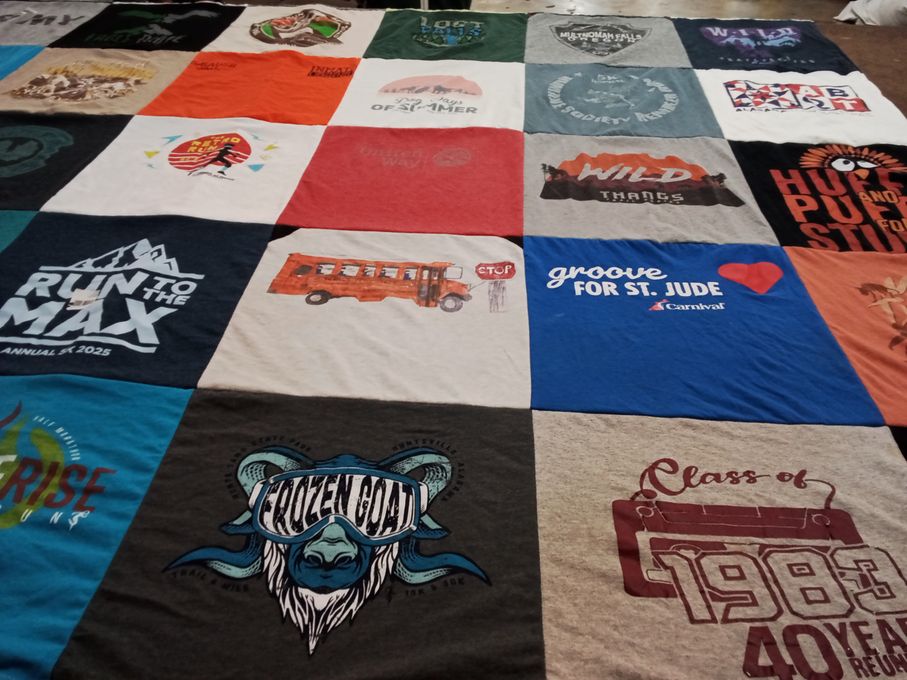 T-shirt quilt with charity, reunions themes by Tara from AL