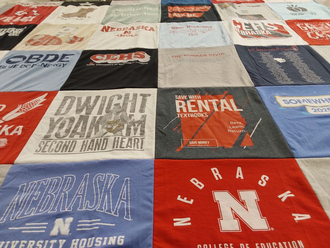 T-shirt quilt from university of nebraska by Kim from NE