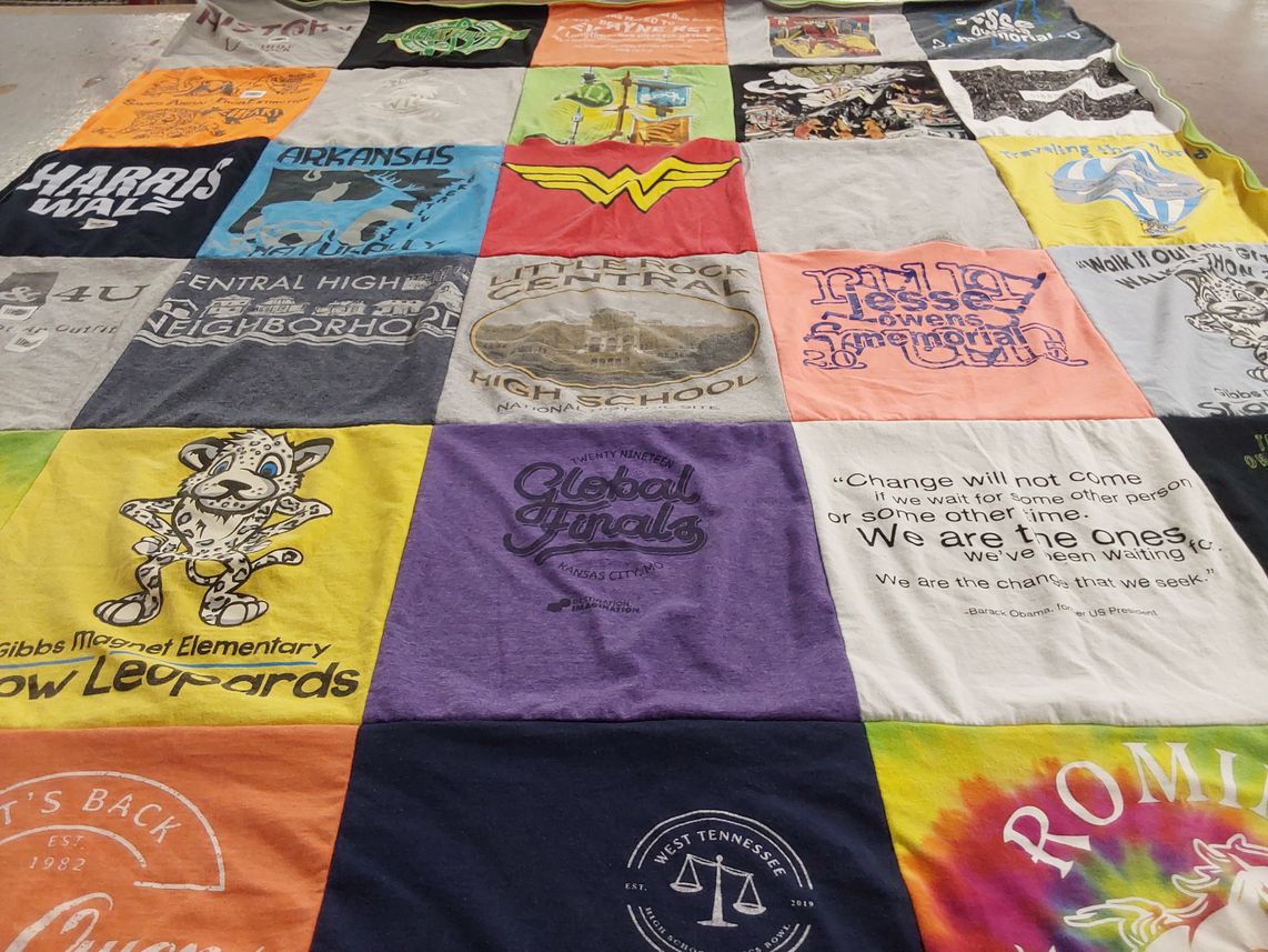 T-shirt quilt from gibbs magnet elementary school, central high school by Sonya from AR