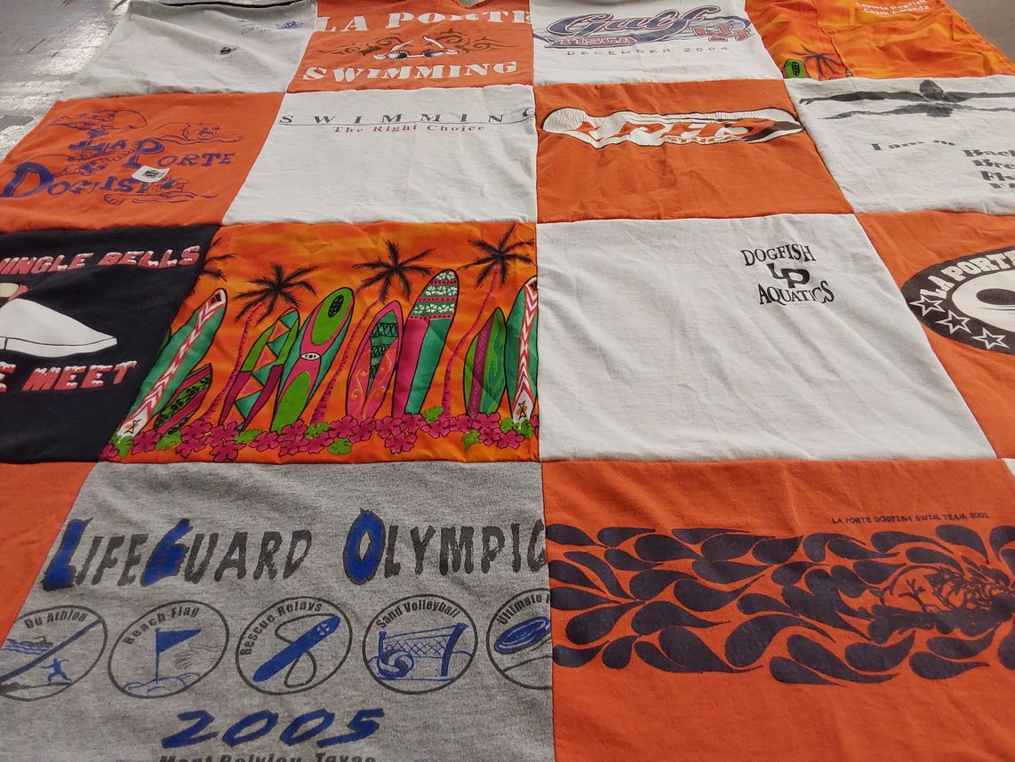 T-shirt quilt featuring la porte dogfish aquatic team by Lois from TX