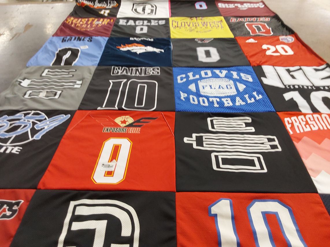 T-shirt quilt from clovis west high school, fresno state university by Marissa from CA