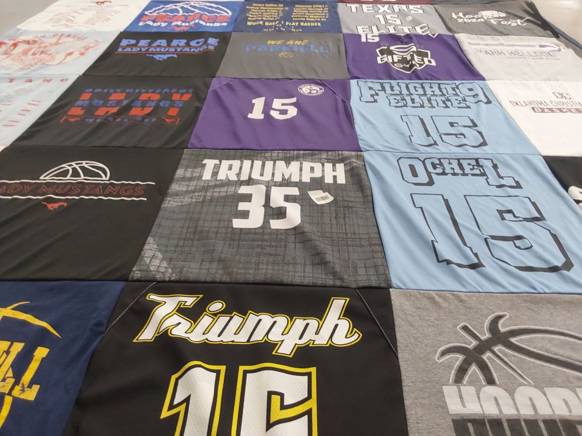 T-shirt quilt featuring lady mustangs by Audrey from TX