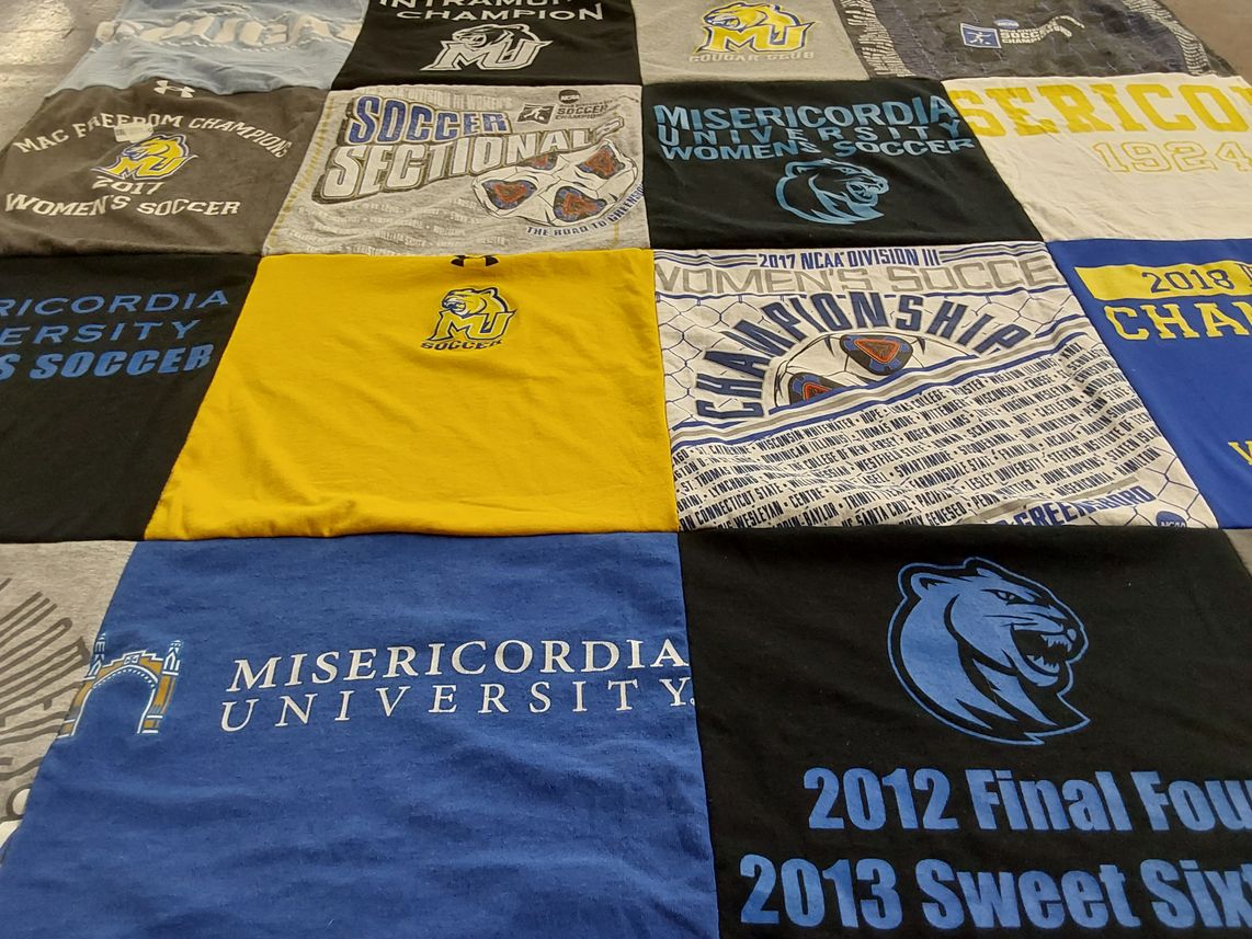 T-shirt quilt featuring misericordia university women's soccer by Melissa from NY