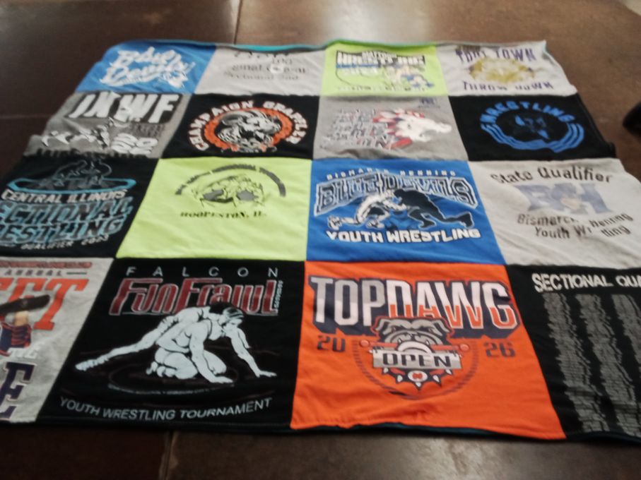 T-shirt quilt featuring blue devils, top daws by Ariel from IL