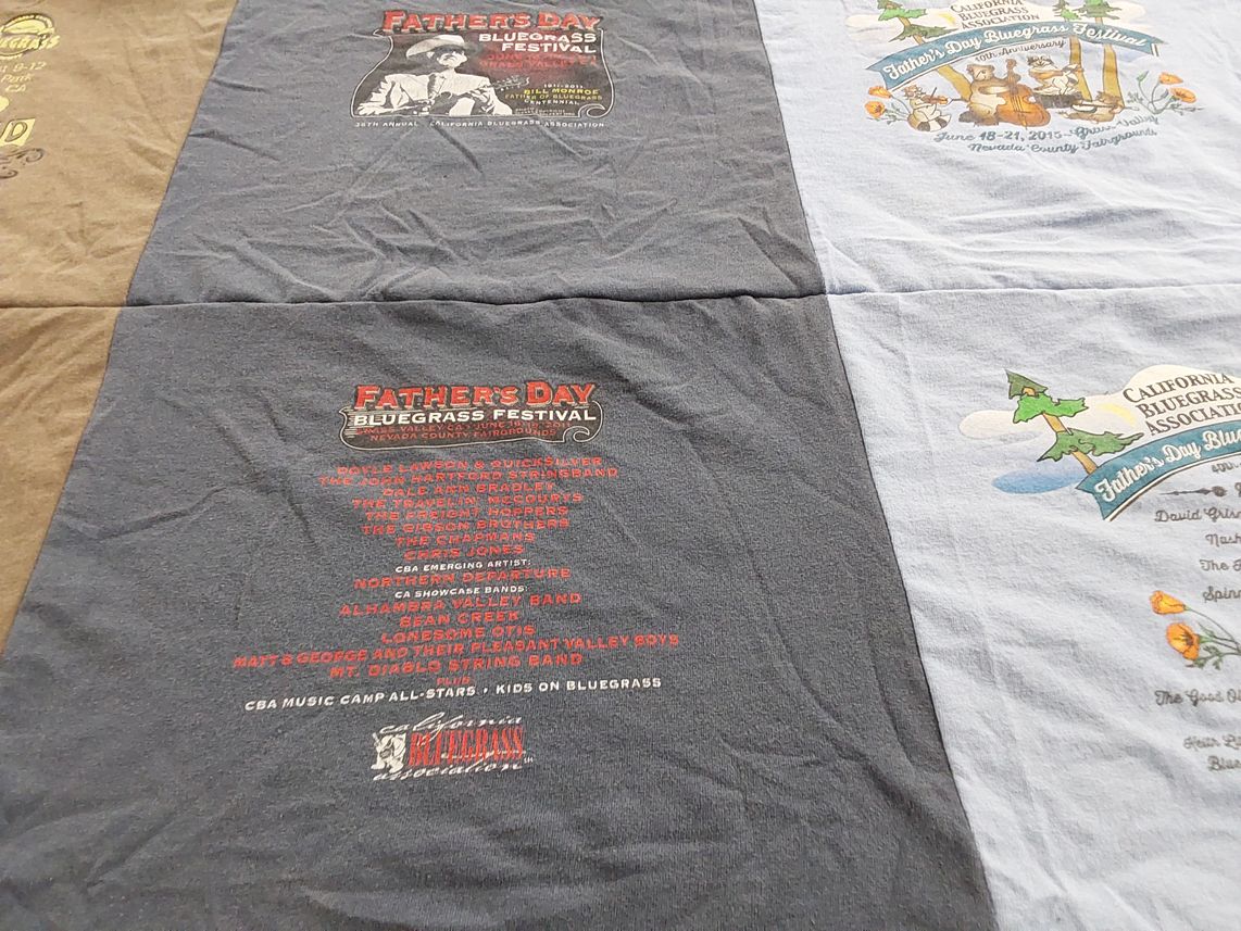 T-shirt quilt with bluegrass music, music festivals themes by Darcy from CA