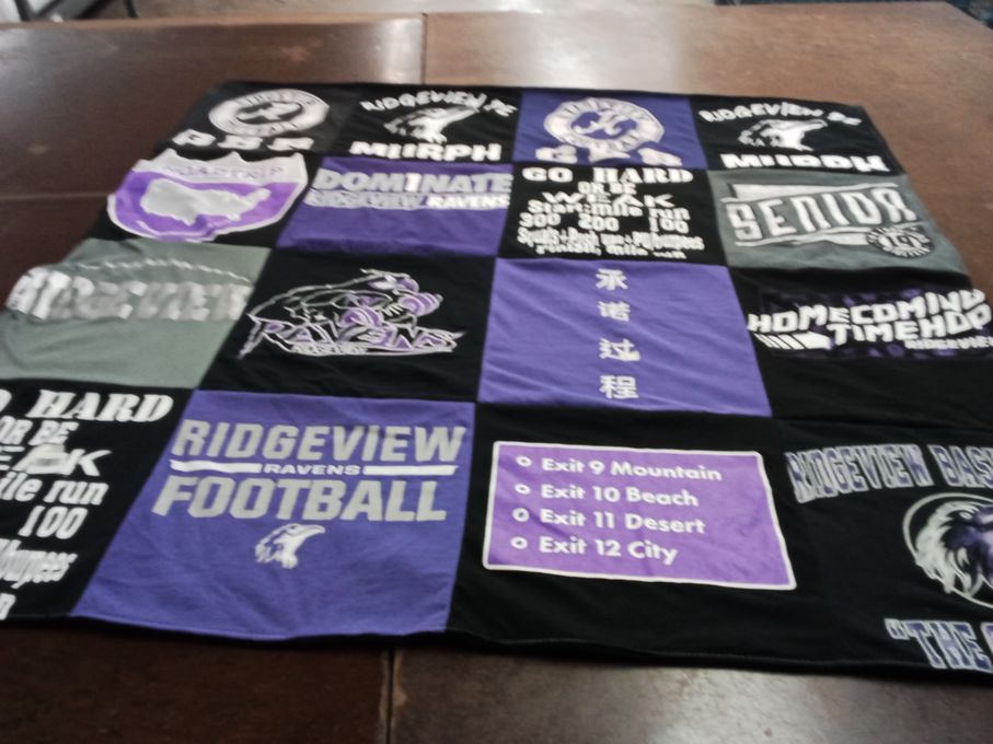 T-shirt quilt featuring ridgeview ravens football by Benjamin from OR