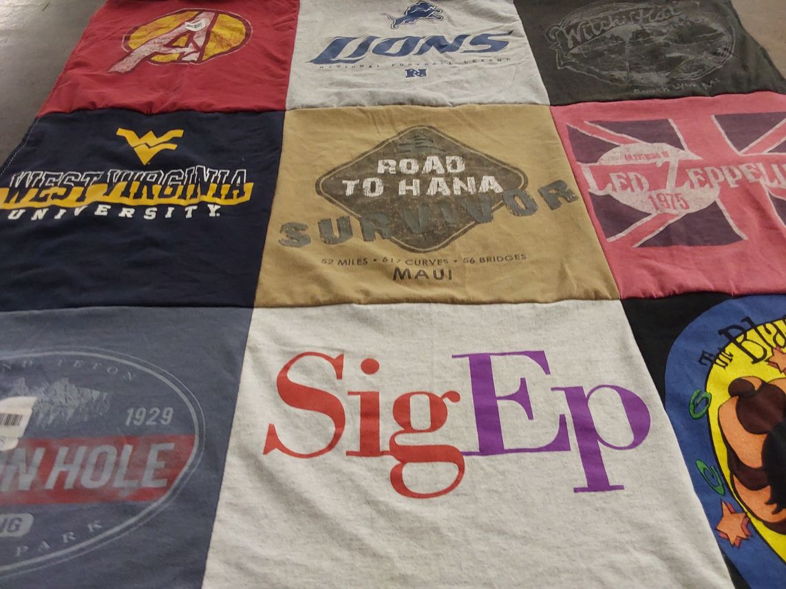 T-shirt quilt from west virginia university by Kimberly from MI