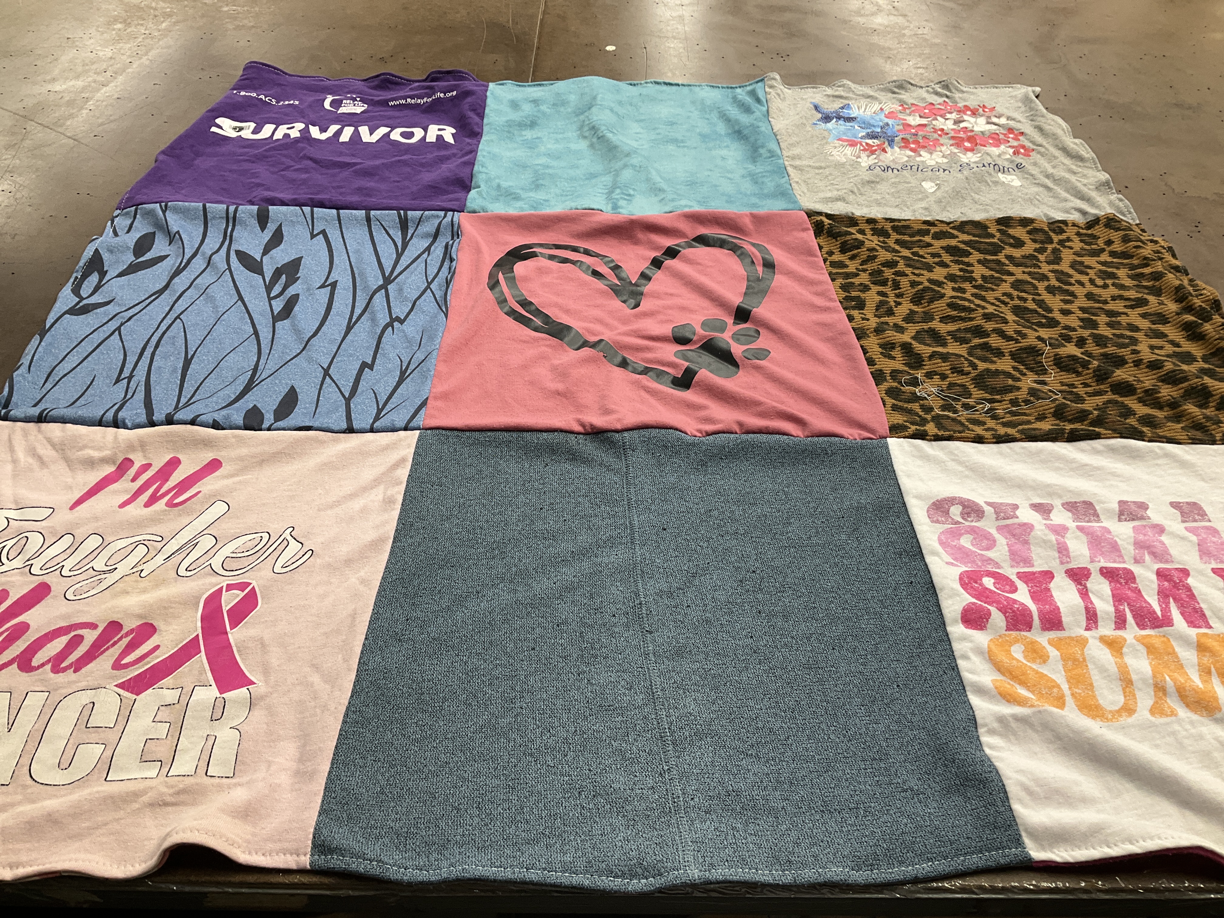 T-shirt quilt with beach, florals themes by Ashley from CA
