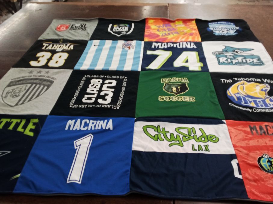 T-shirt quilt featuring tahoma high school, cityside lacrosse by Lisa from WA