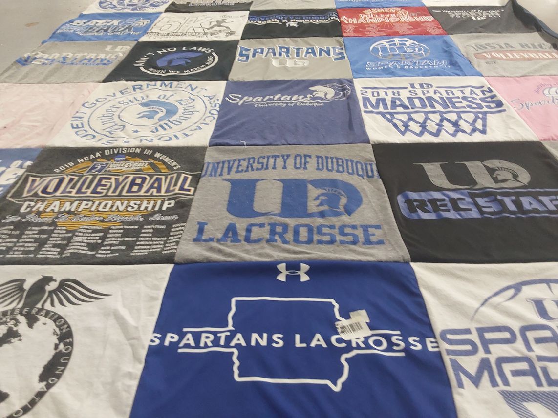 T-shirt quilt featuring spartans lacrosse by Sarrah from IL