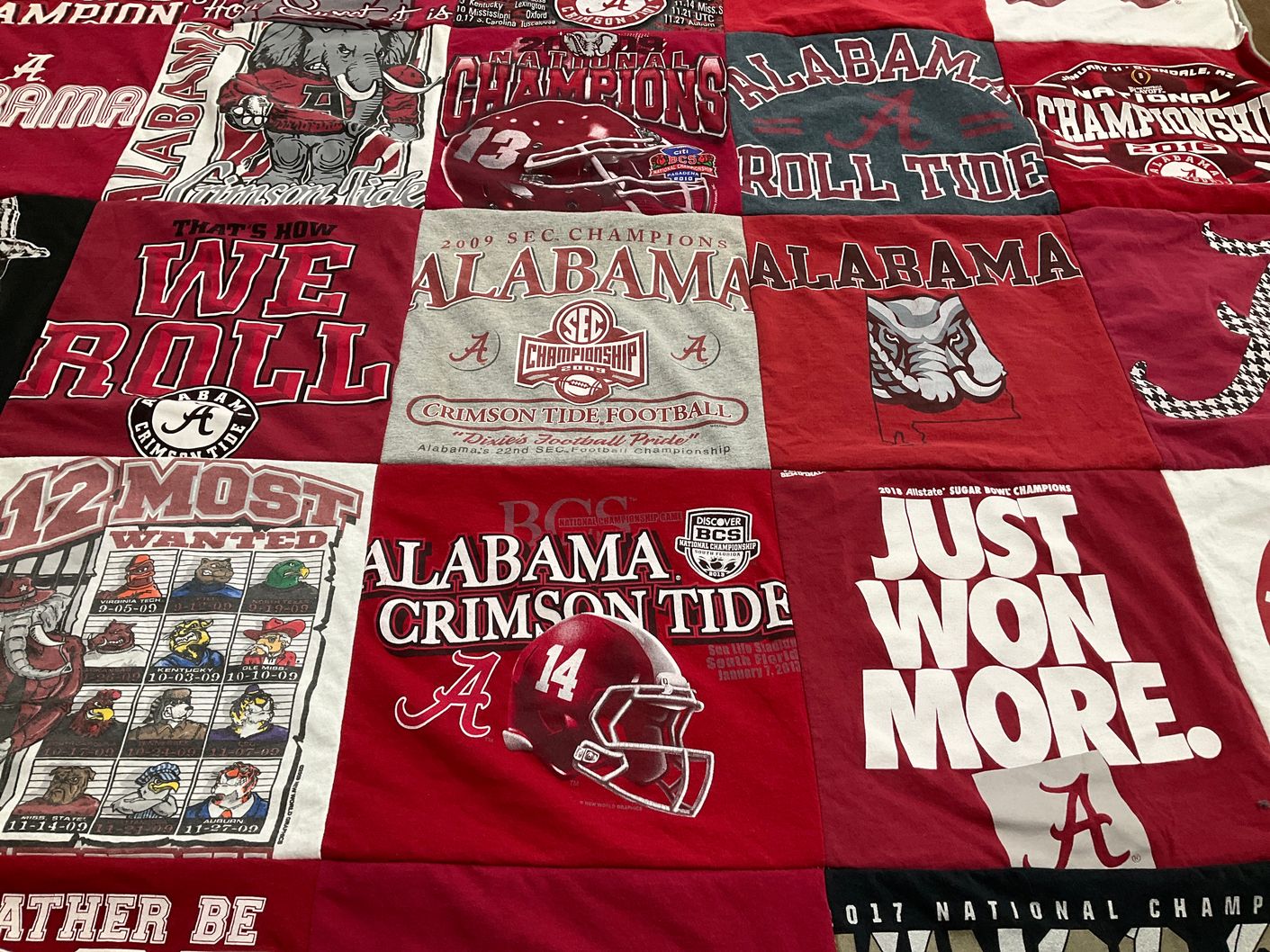 T-shirt quilt featuring alabama crimson tide by Diane from GA