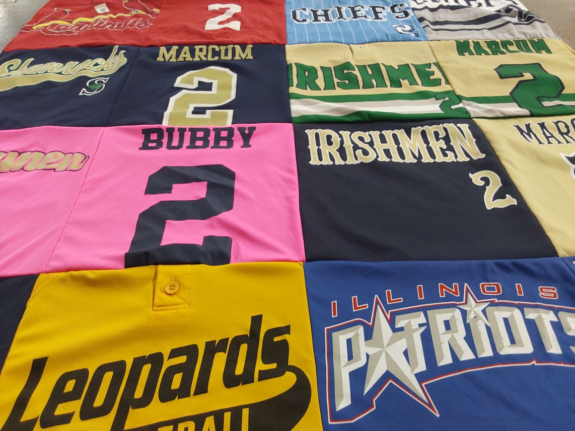 T-shirt quilt featuring leopards football by Michelle from IL