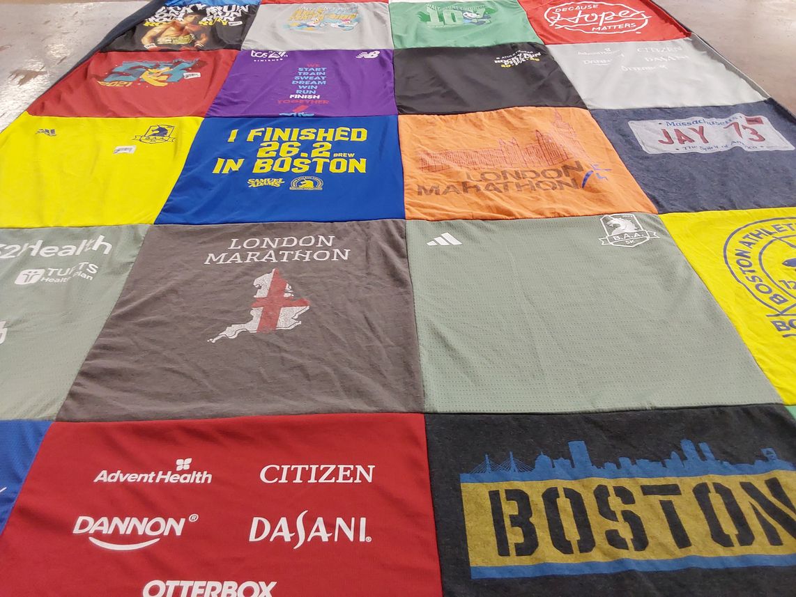 T-shirt quilt with running, marathons themes by Joseph jay from MA