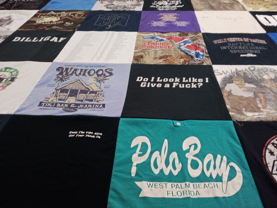 T-shirt quilt with bar, marina themes by Michelle from MI