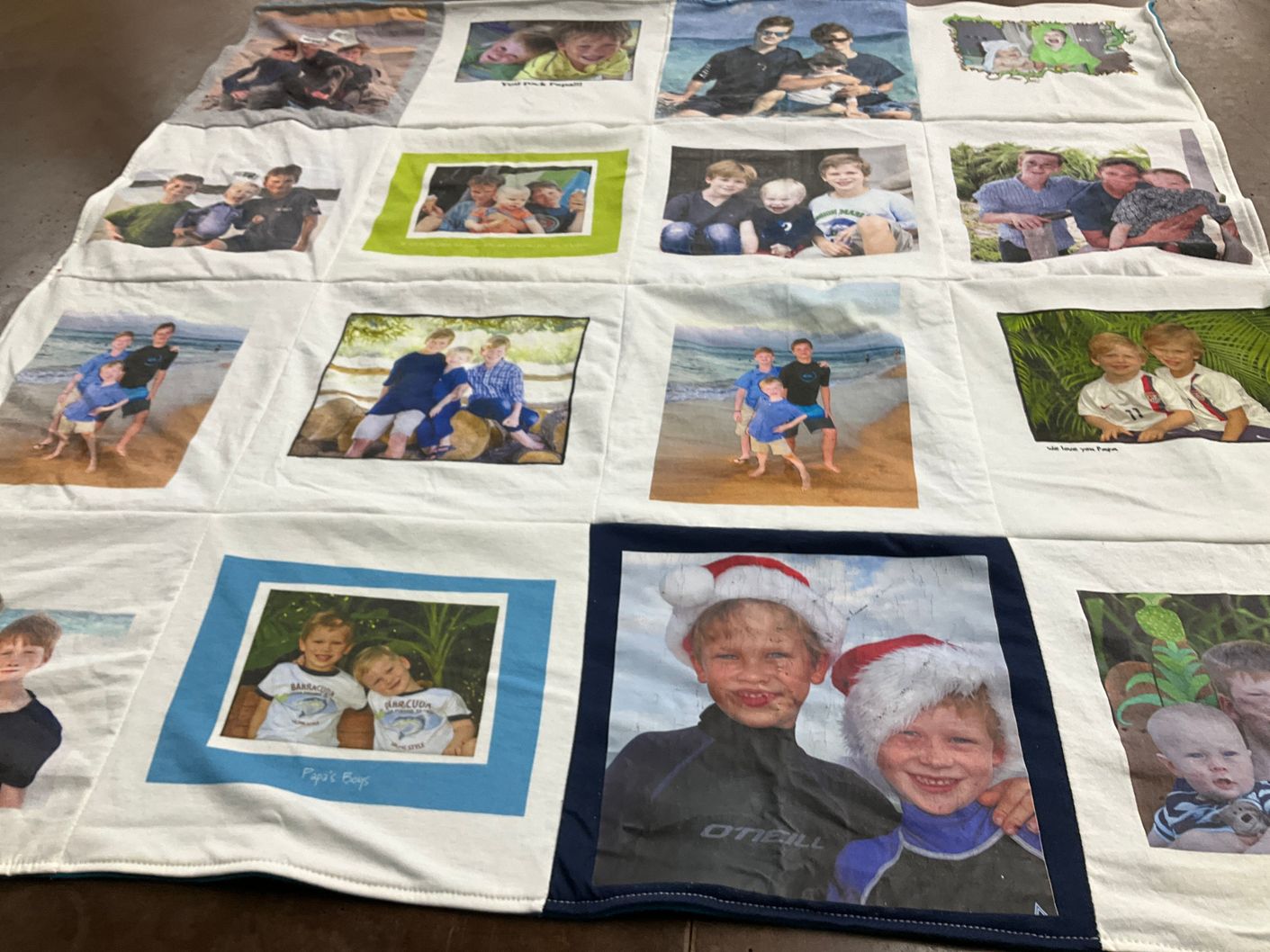 T-shirt quilt with family, photography themes by Terry from CA