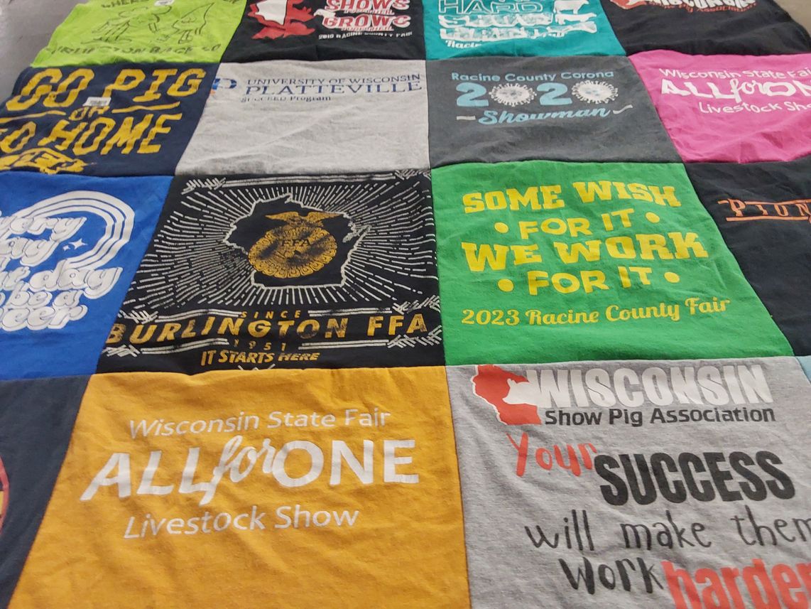 T-shirt quilt from university of wisconsin platteville by Rylee from WI