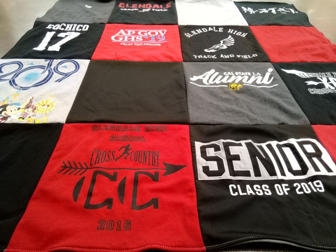 T-shirt quilt from glendale high school, california state university los angeles by Lenore from CA