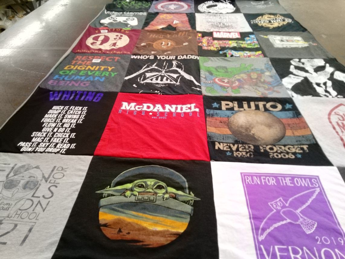 T-shirt quilt featuring vernon owls by mandy from OR