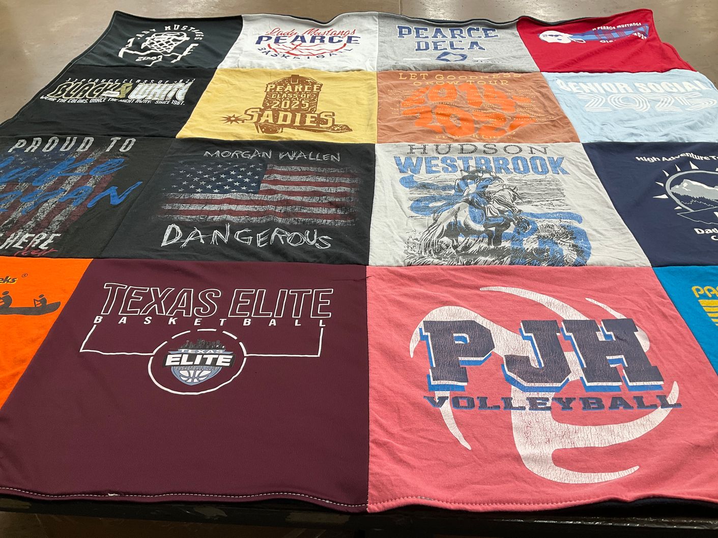 T-shirt quilt featuring texas elite basketball, pjh volleyball by Audrey from TX
