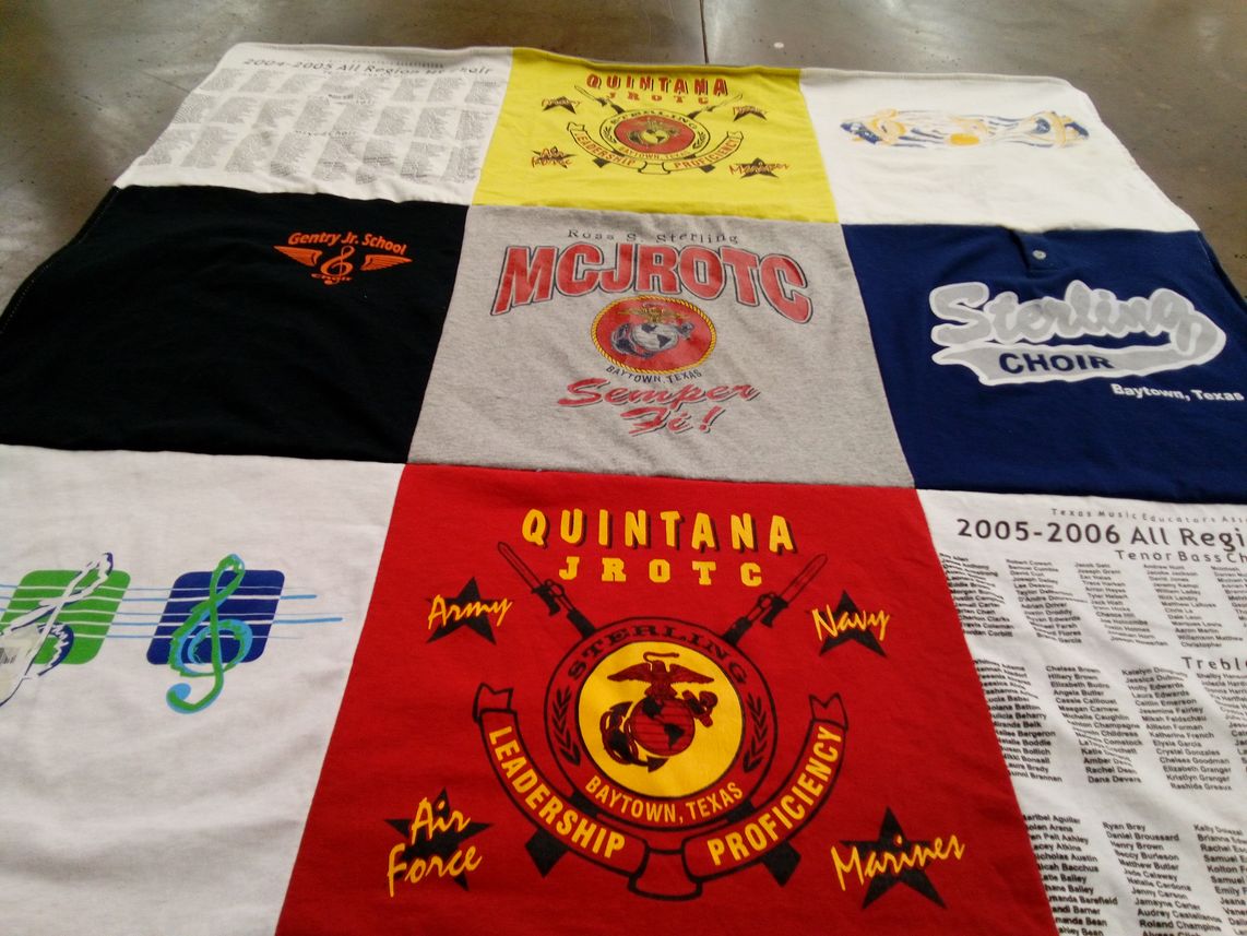 T-shirt quilt from quintana junior reserve officers' training corps, sterling high school by Mary from TX