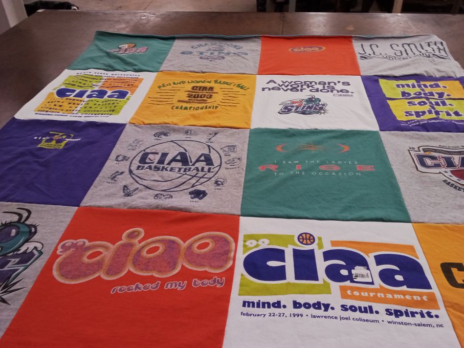 T-shirt quilt from johnson c. smith university by Rochelle from NC