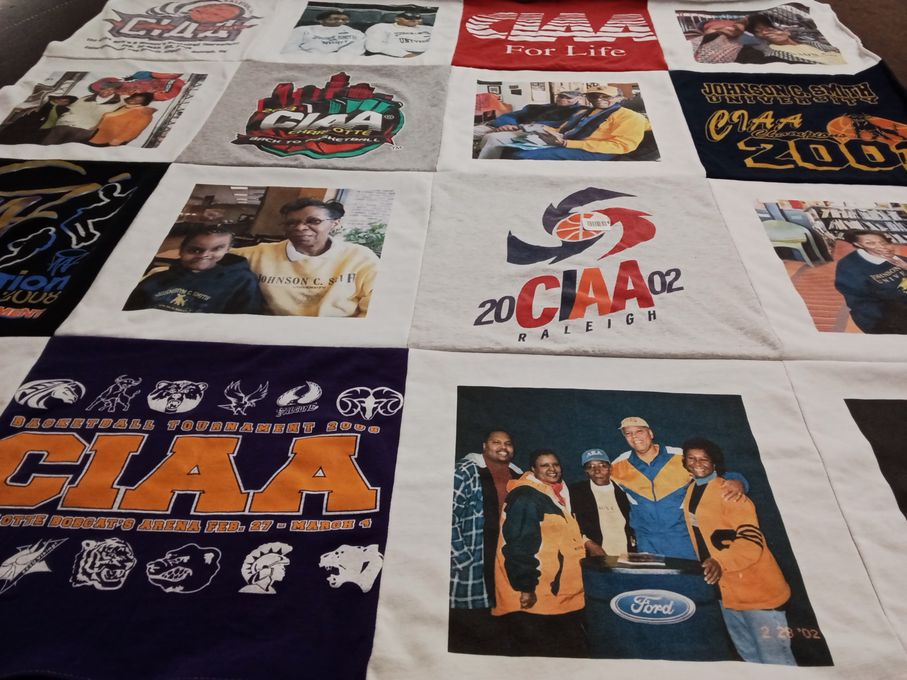 T-shirt quilt from johnson c. smith university by Rochelle from NC
