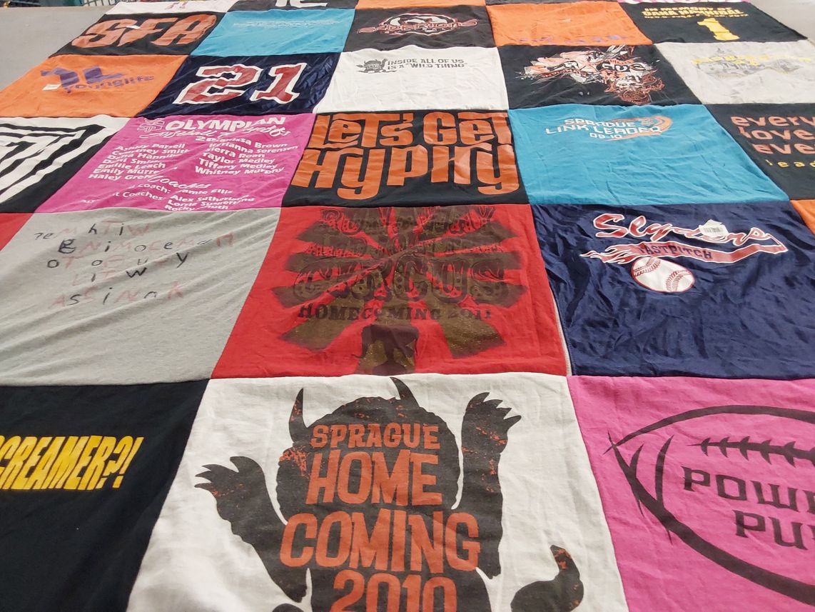 T-shirt quilt from sprague high school by Kanissa from WA