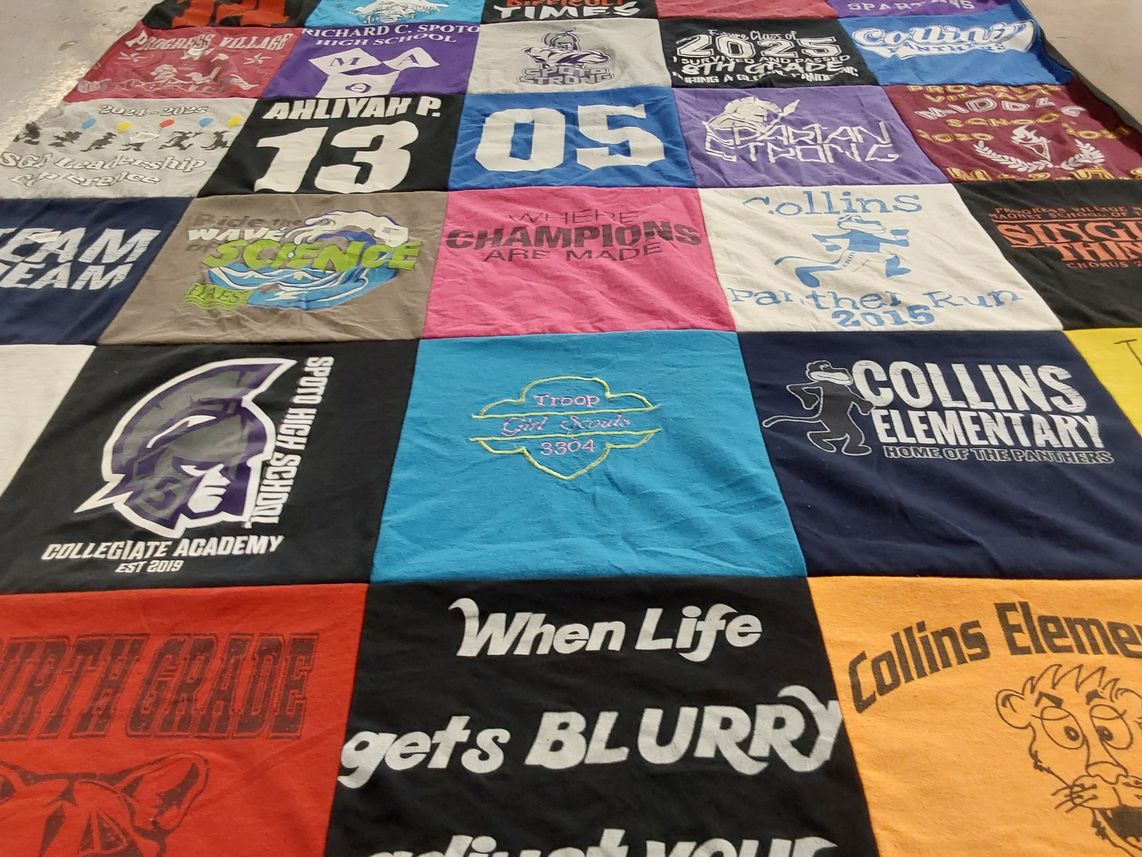 T-shirt quilt from spoto high school collegiate academy, collins elementary school by Monica from FL