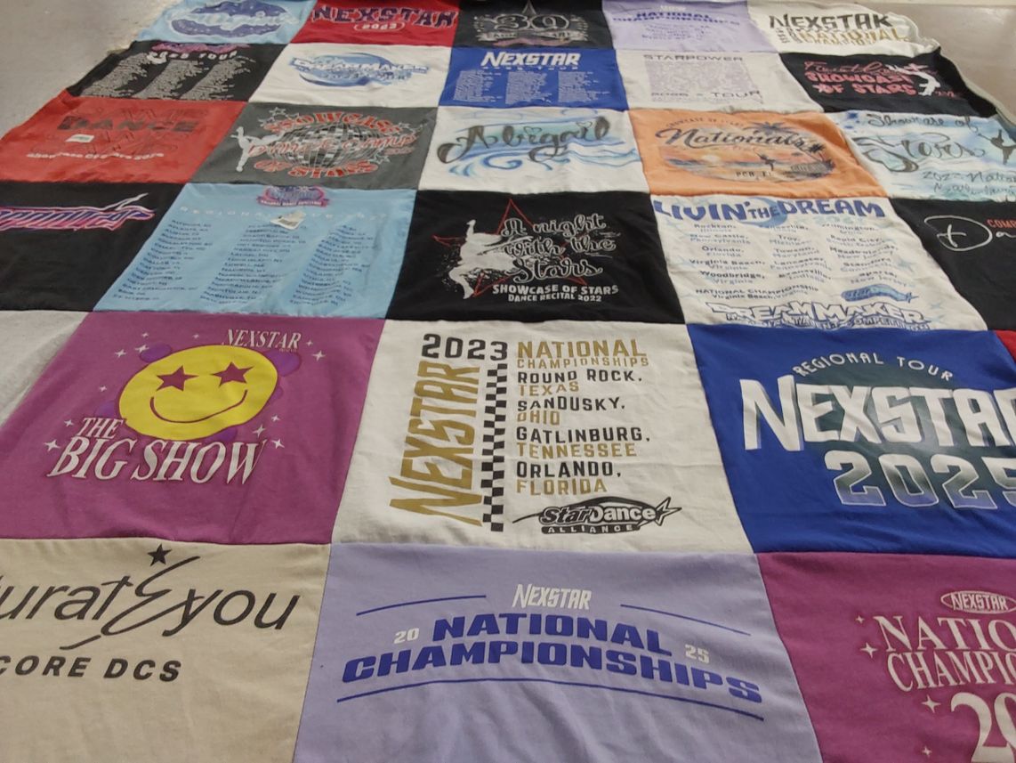 T-shirt quilt with dance themes by Kailey from TN