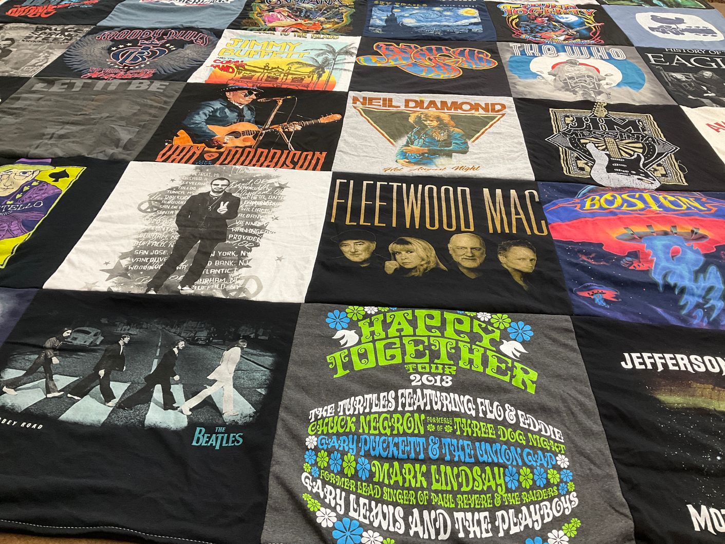 T-shirt quilt with music, concerts themes by John from MD