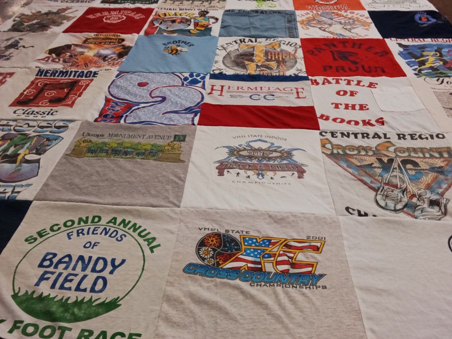 T-shirt quilt featuring central region cross country team by Susan from VA