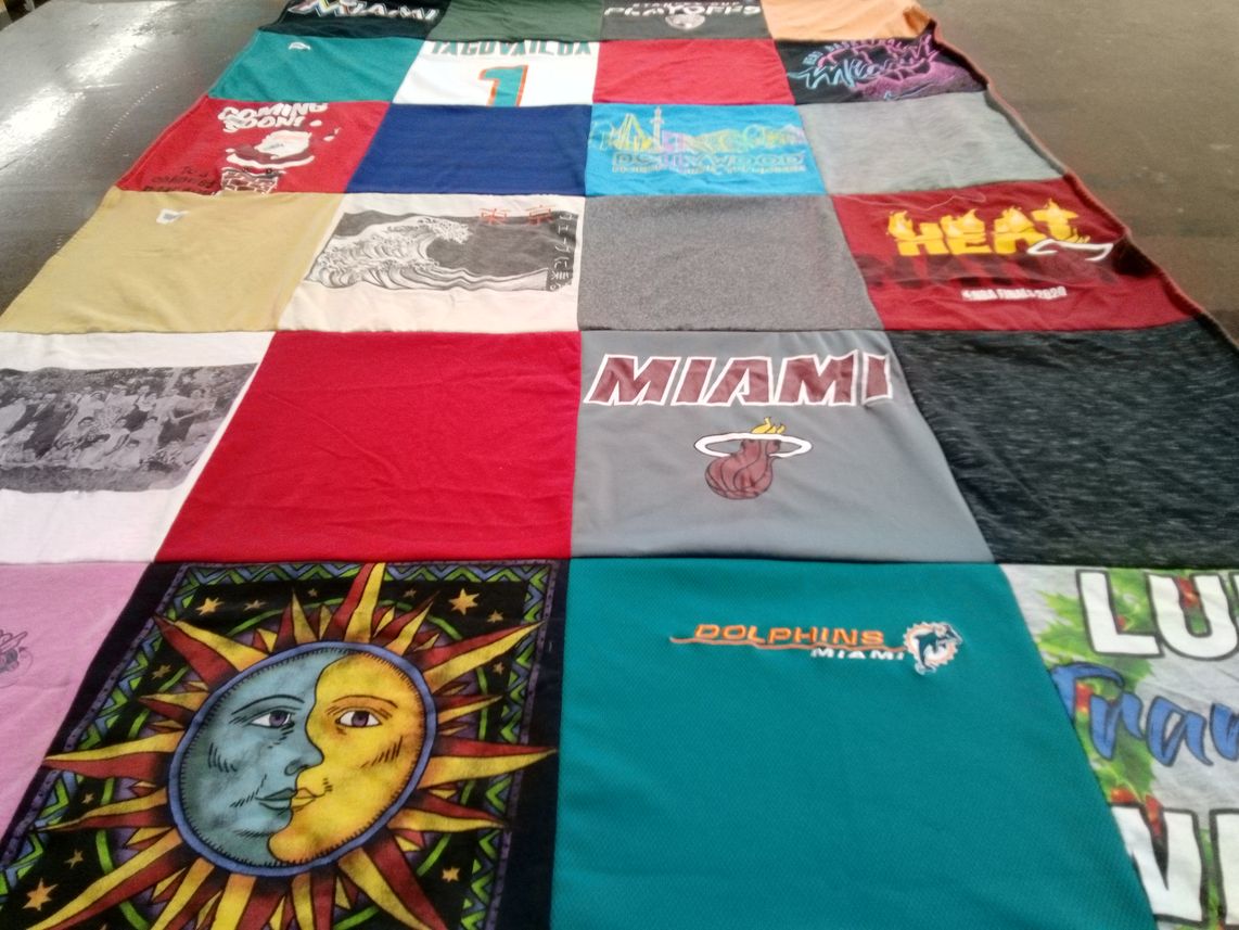 T-shirt quilt featuring miami heat, miami dolphins by Maria from FL