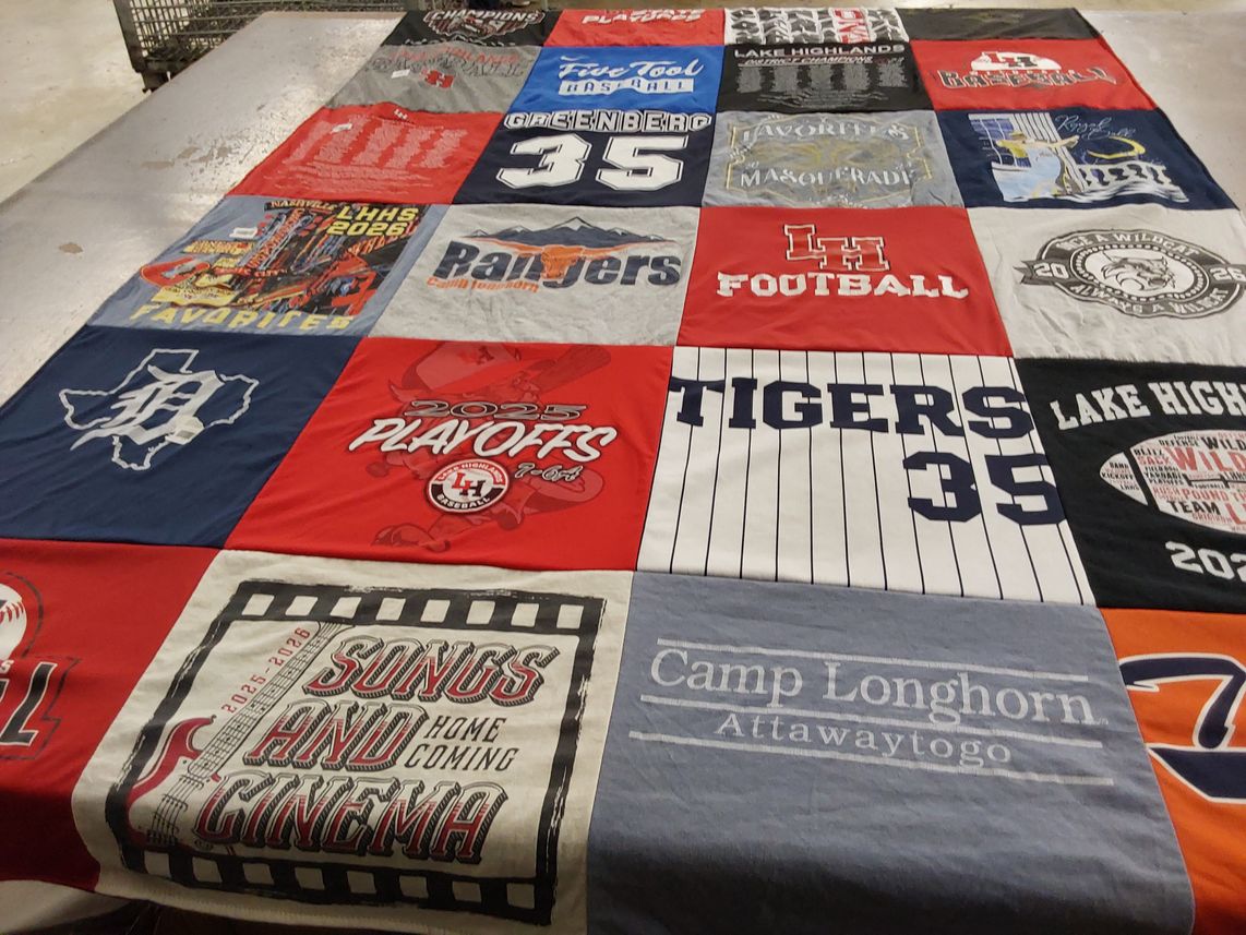 T-shirt quilt featuring lake highlands high school football, lake highlands high school tigers by Ginger from TX